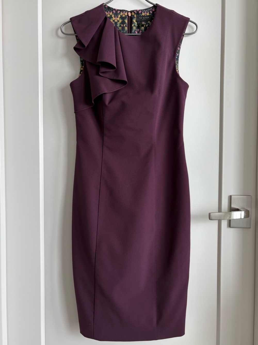 Ted Baker Plum Ruffle Detail Midi Dress